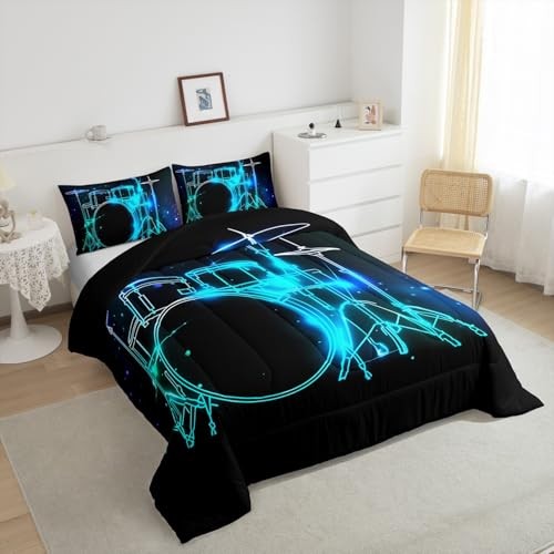 Drum Kit Bedding Set Abstract Musical Instruments Comforter Set Twin Multi 38