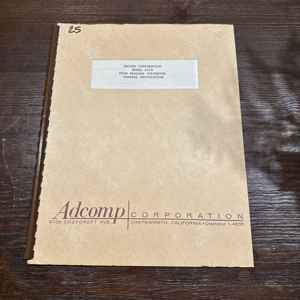 Adcomp Cor. Model 440A Peak Reading Voltmeter General Description Manual
