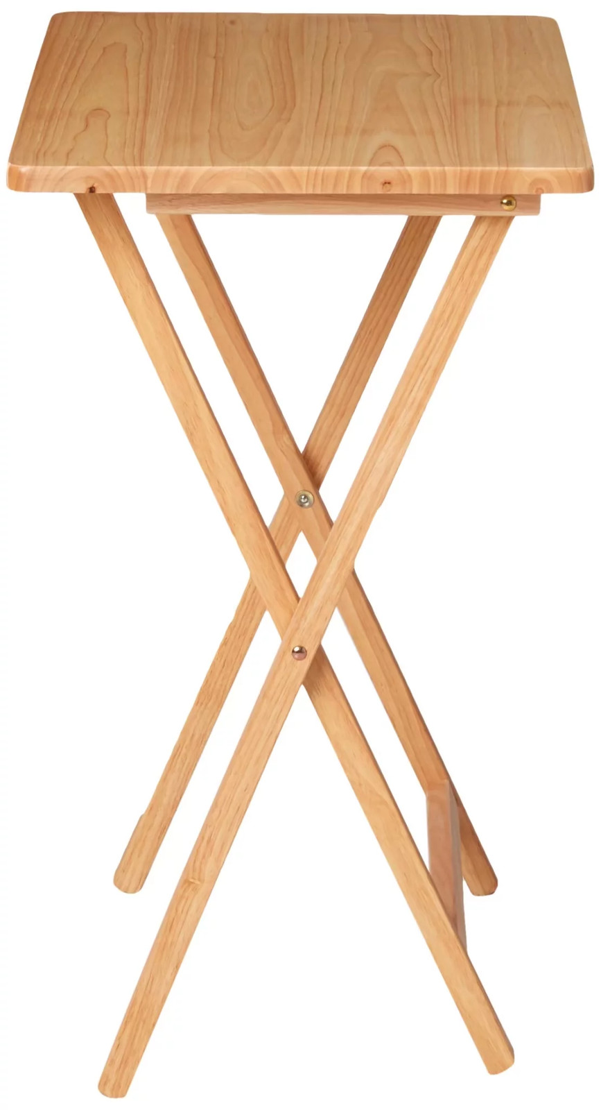 Folding TV Tray Table, Rubberwood, Natural, 19" X 14.5" X 26", Indoor, 1 Piece