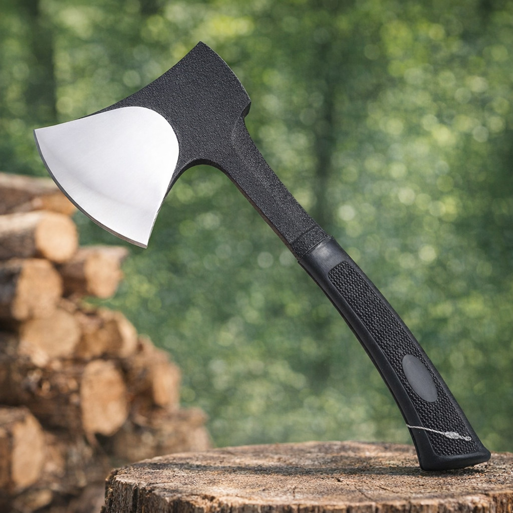 DISPATCH 11" Heavy Black Powder Coated TACTICAL AXE Camping Hatchet & Sheath