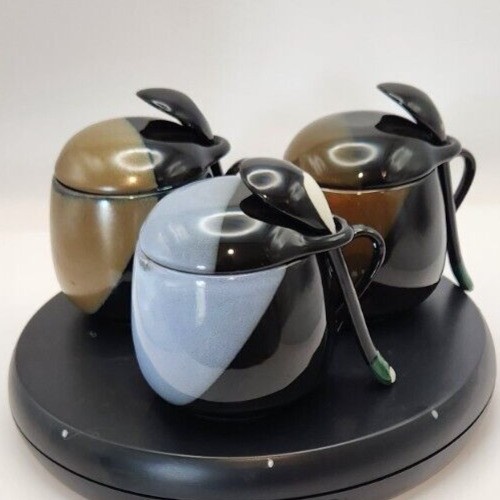 Lidded Ceramic Tea Cup Set with Spoon Holder & Zester