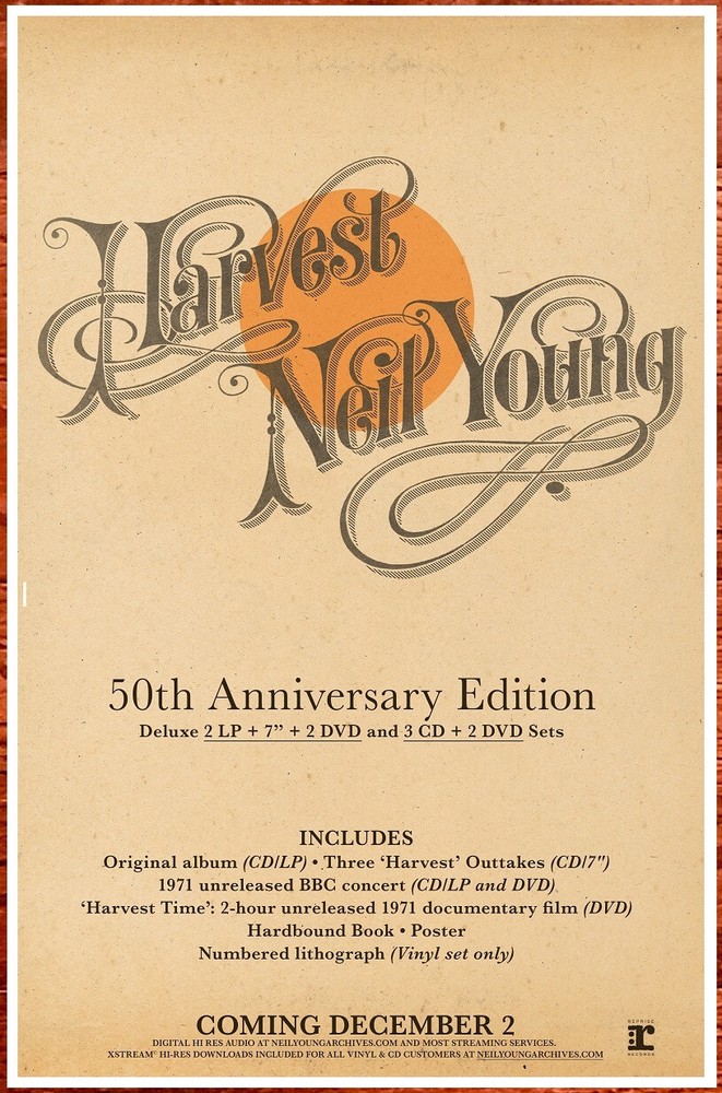 NEIL YOUNG Harvest: 50th Anniversary 2022 Ltd Ed RARE Poster Display! Toast Barn