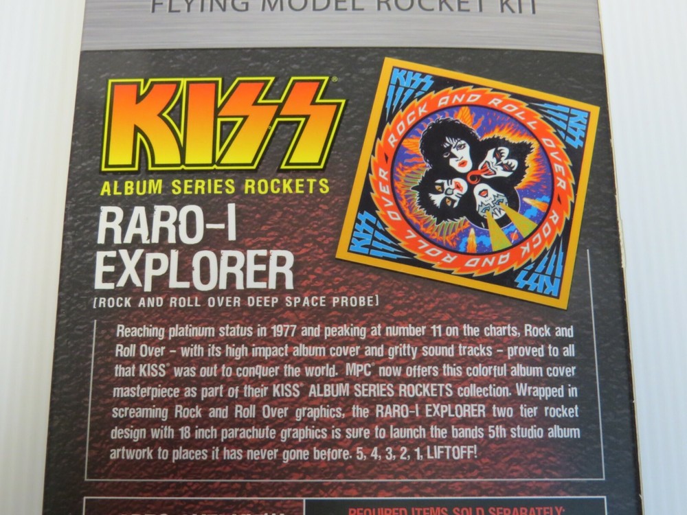 KISS ROCK & ROLL OVER FLYING MODEL ROCKET KIT UNUSED IN BOX 2012