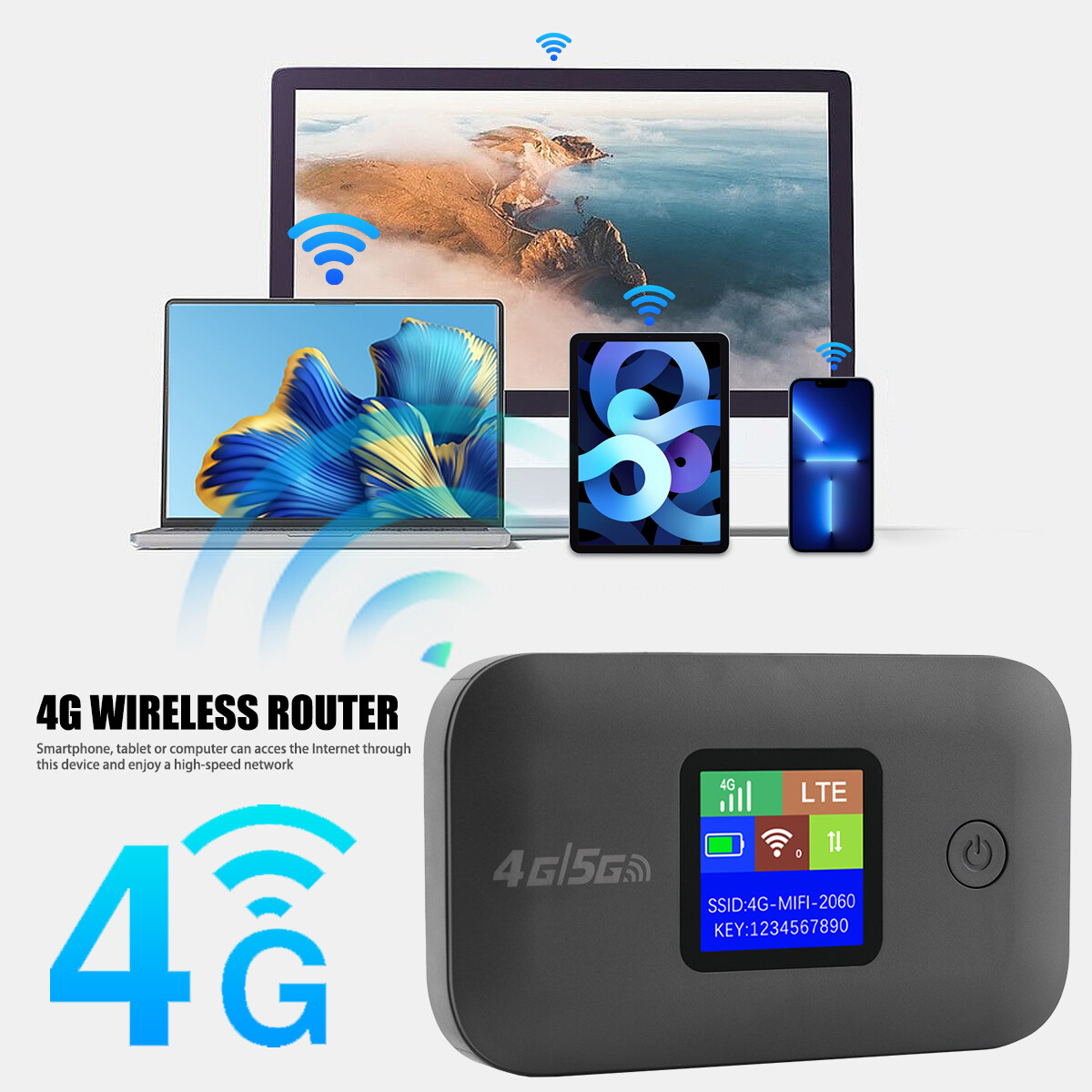 5G Portable Unlocked 4G Wireless WiFi Router Mobile Broadband LCD MIFI Hotspot