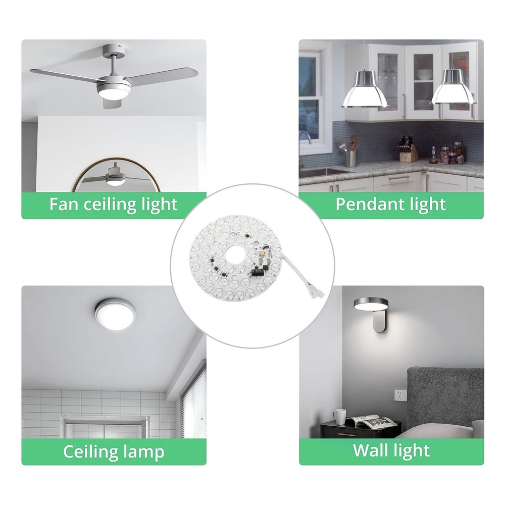 JY LED Ceiling Fan Light Board 3 Color Temperatures Dimmable Memory Function