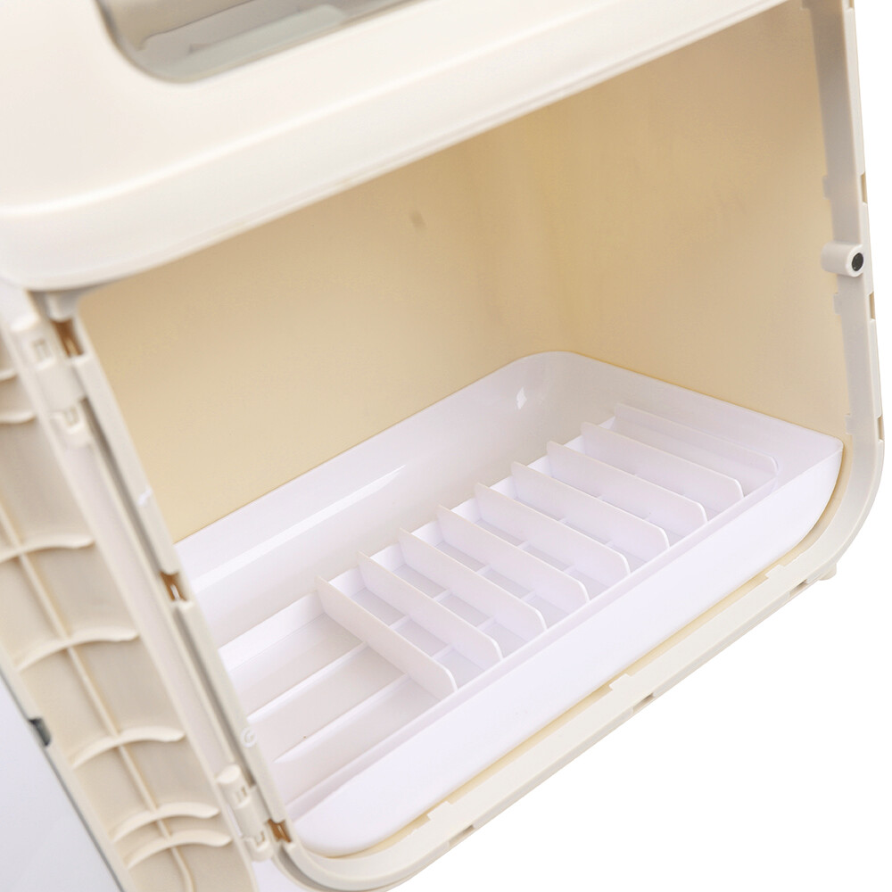 Covered Kitchen Dish Drying Rack Plastic Dustproof Drain Storage Box Utensil PP