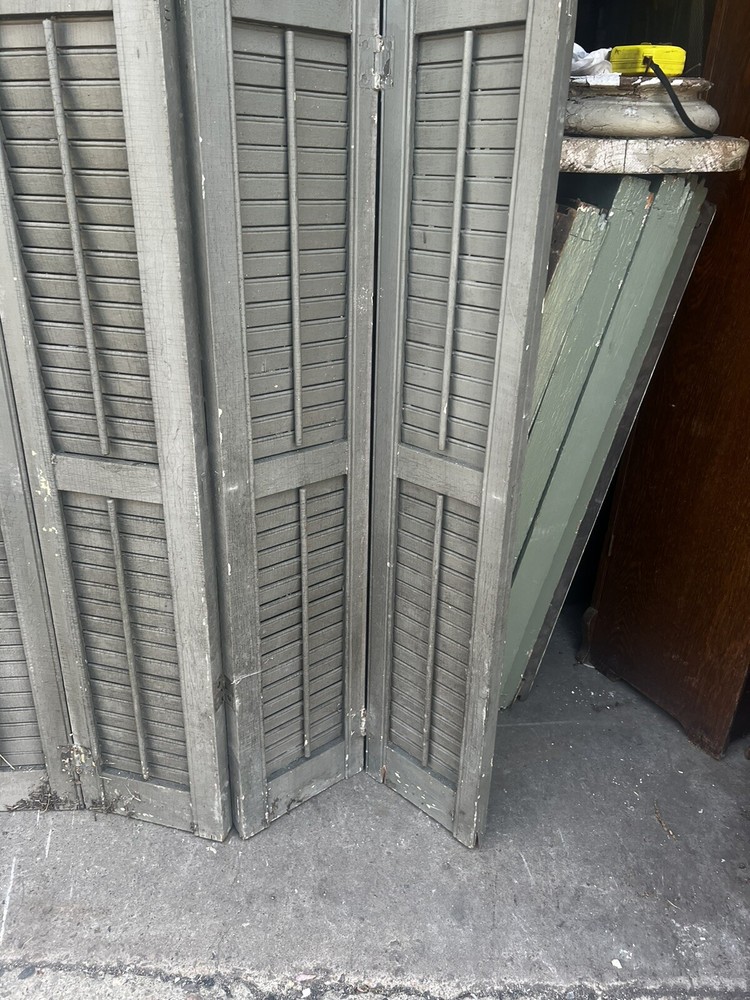 MASSIVE 8 panel shutter screen c1890 - 88” h x 75.5” wide - louvered & hinged