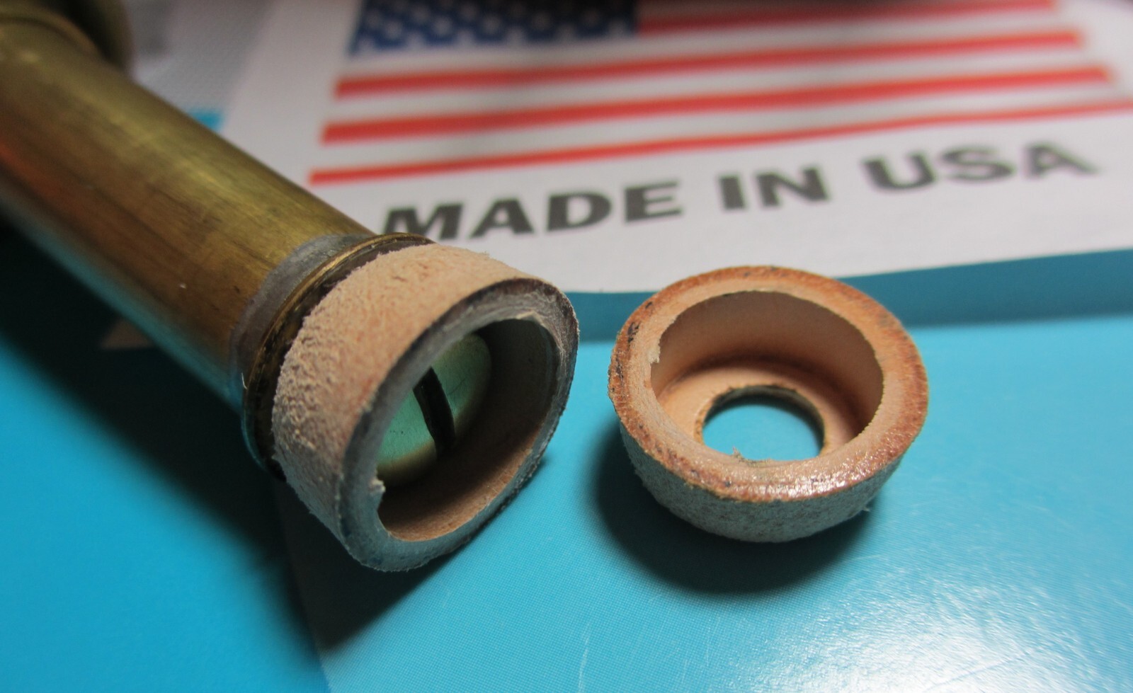 (2) - M-1942 / 45 - M-1950 MILITARY STOVE LEATHER PUMP CUPS!