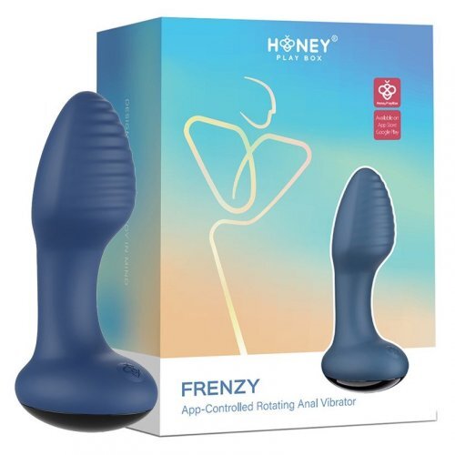 Frenzy Pressure Sensing App Compatible Rotating Butt Plug - Blue