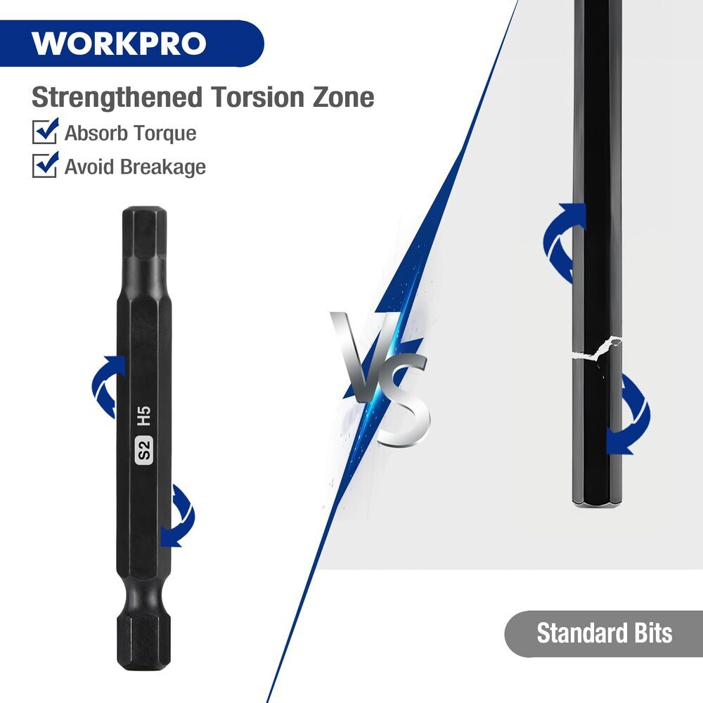 WORKPRO 20-Piece Hex Head Allen Wrench Drill Bit Set, New