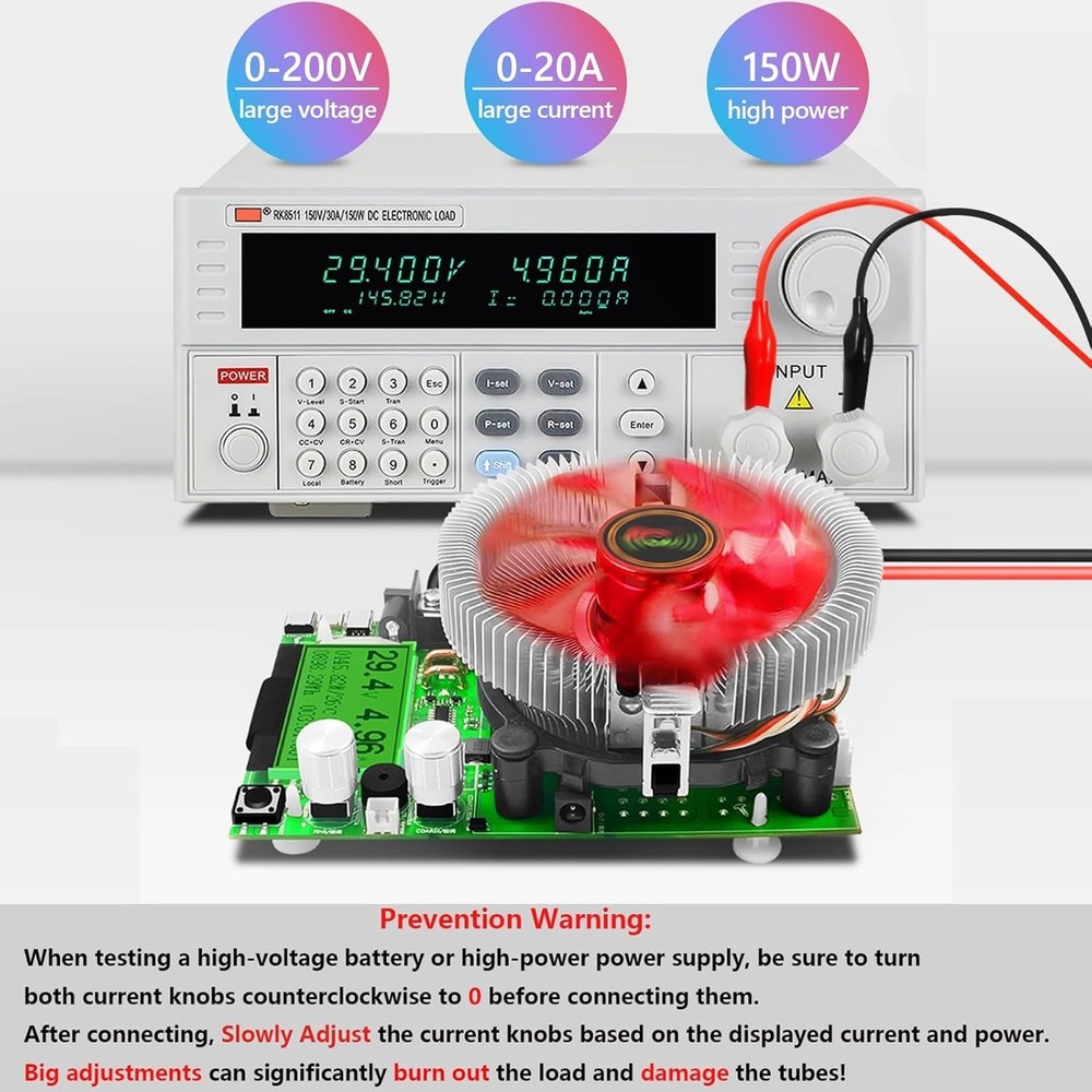 Versatile 200V Electronic Load Tester - Portable 20A Resistor Multimeter Module