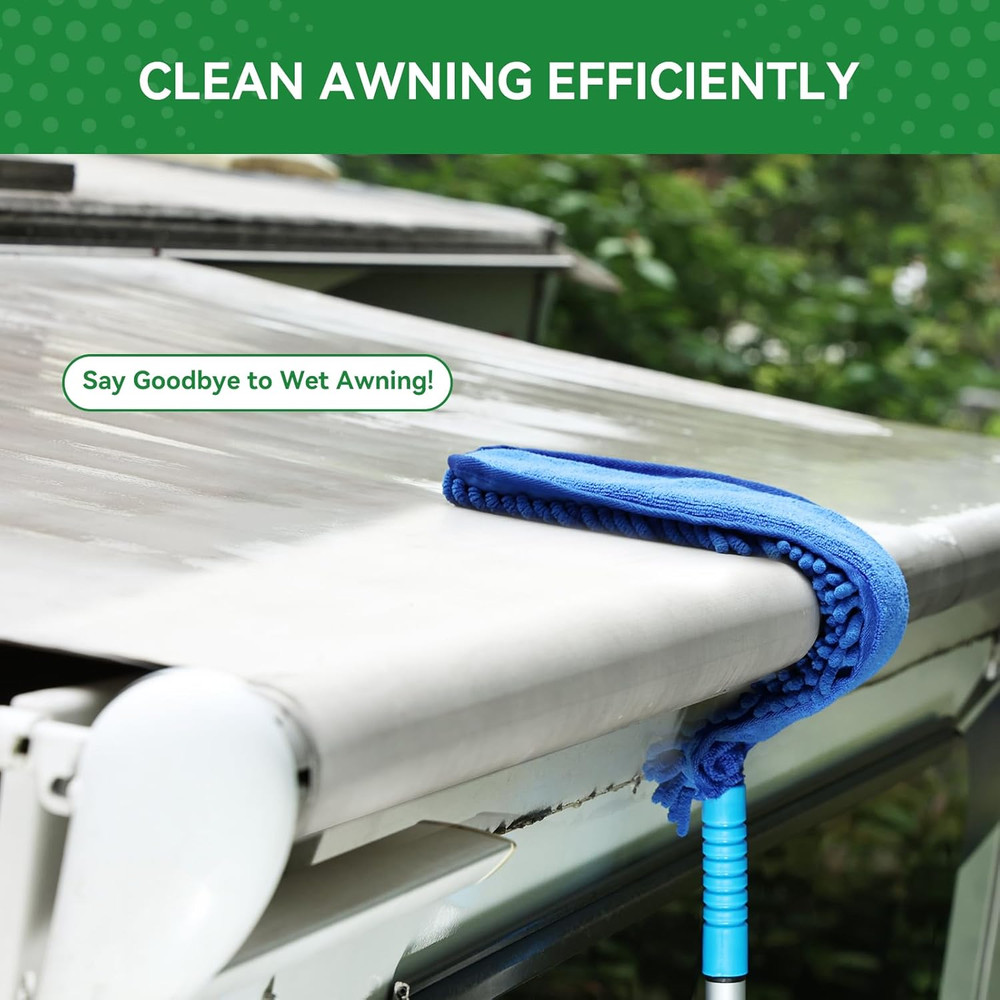 RV Awning Cleaner, Bendable Mop-Head, Hyper-Absorbent Pad, Extendable Pole, Non-