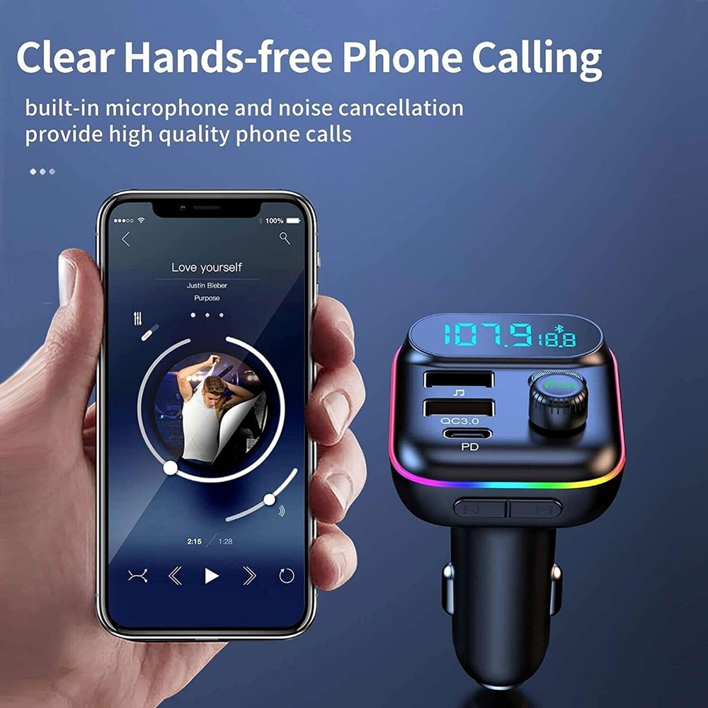 USB Car Adapter FM Transmitter Bluetooth AUX Radio Handsfree MP3 Music Player