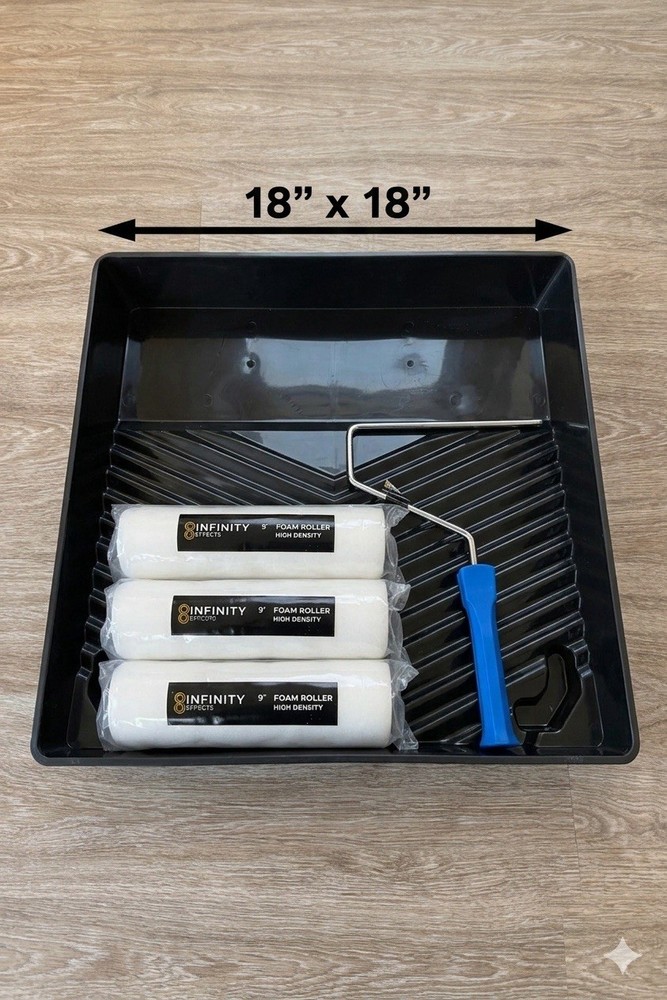 Profesional 18” Paint Tray & Roller Kit, Tray , 3 Roller  9”And Frame