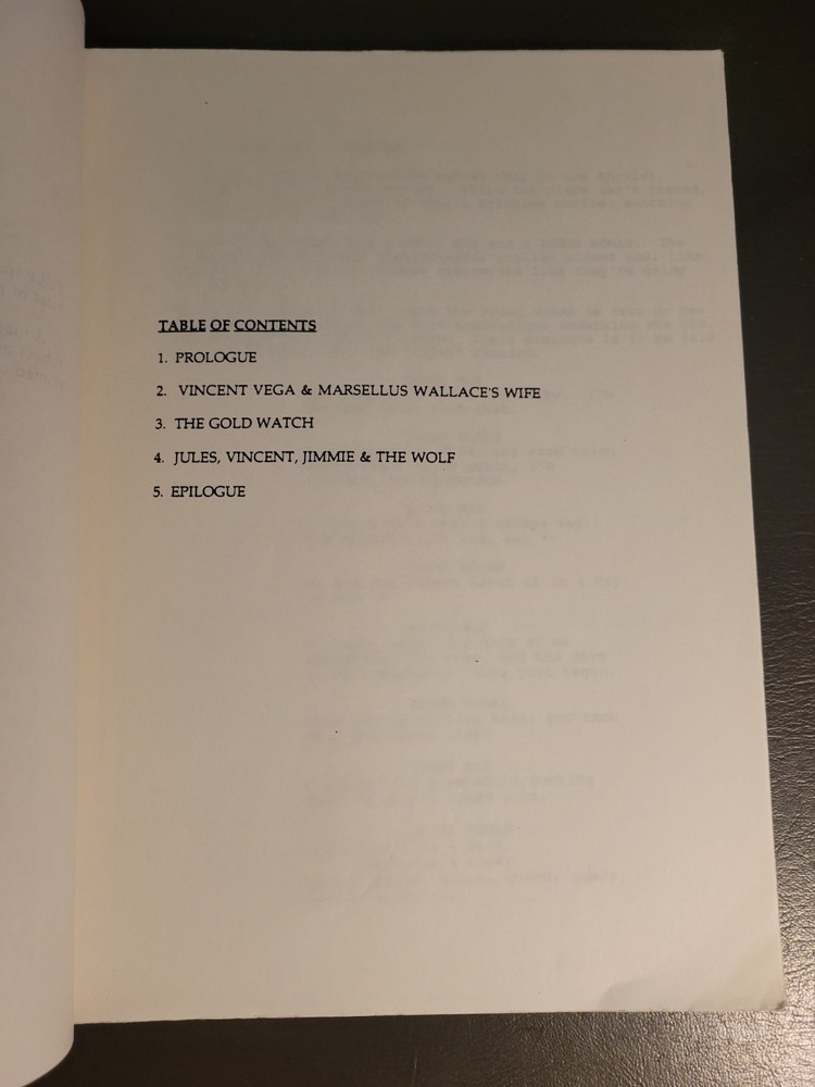 PULP FICTION – VINTAGE 1993 PRODUCTION-DISTRIBUTED SCRIPT