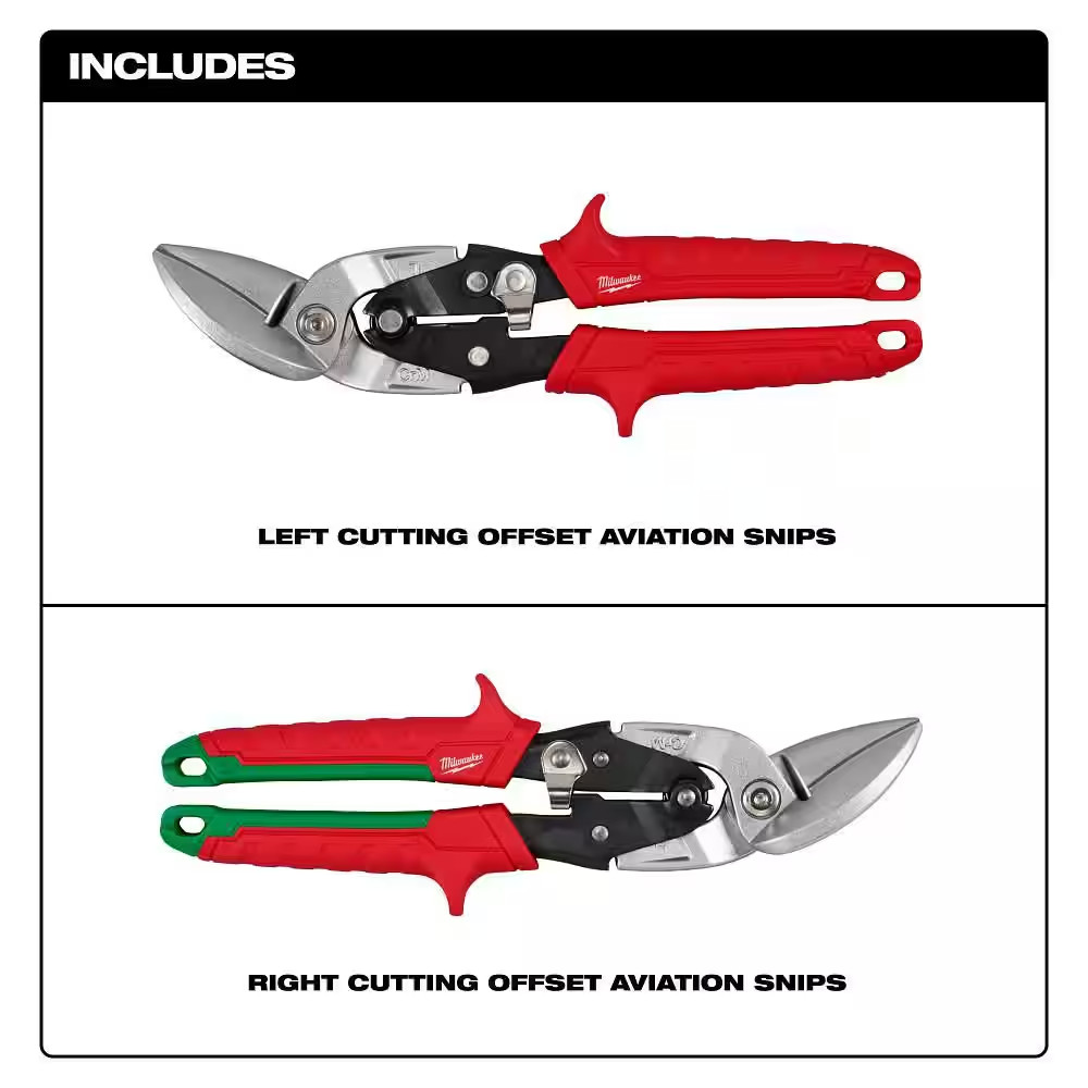 Left and Right Offset Aviation Snips (2-Pack)