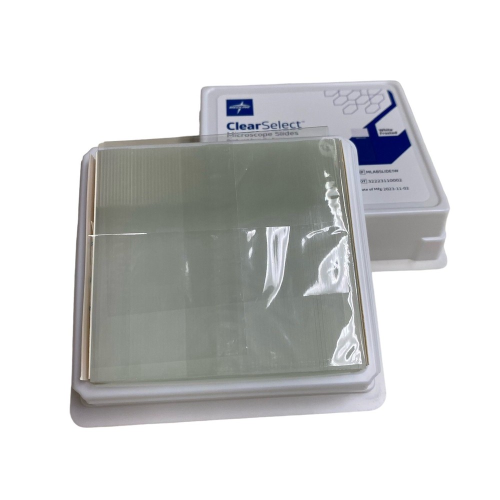 Medline White Frosted Clear Select Pre-cleaned Microscope Slides, 72 Slides/box