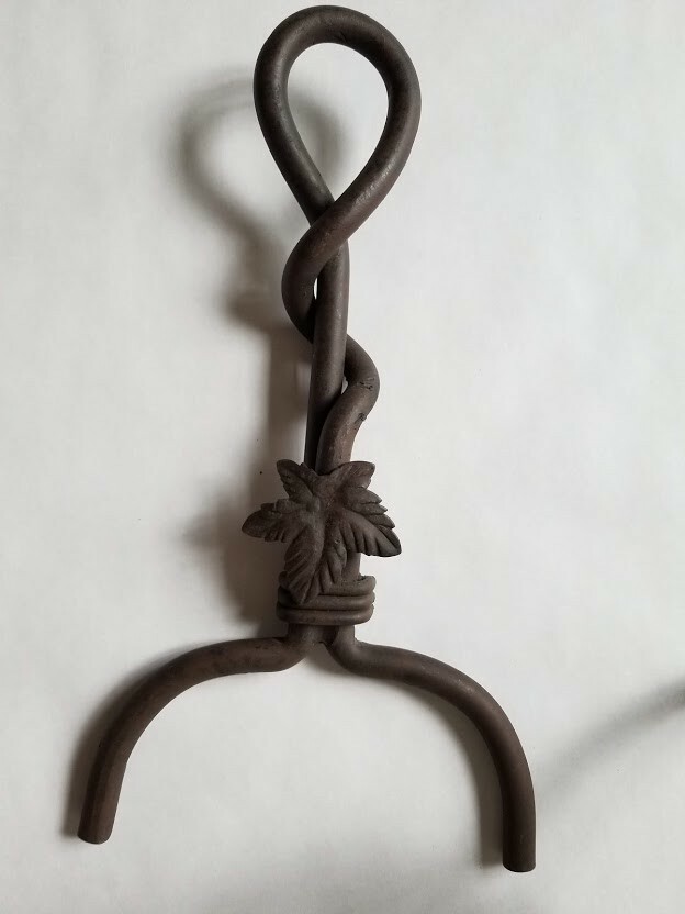 Vintage Maple Rust Leaf Fireplace Hearth Andirons
