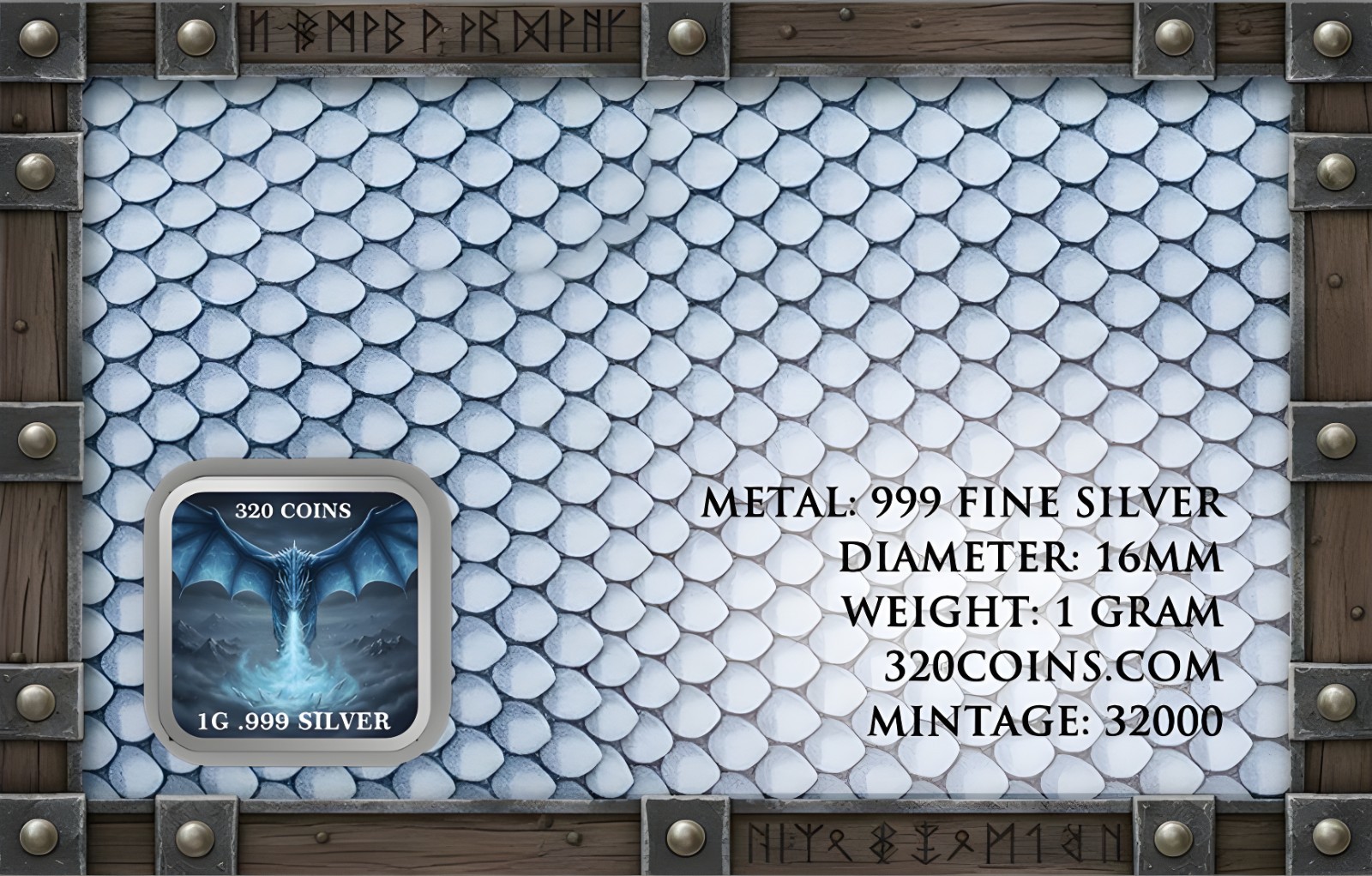 Ice Dragon 1g 999 Colorized Silver Bar in Collectible Themed Card IN STOCK