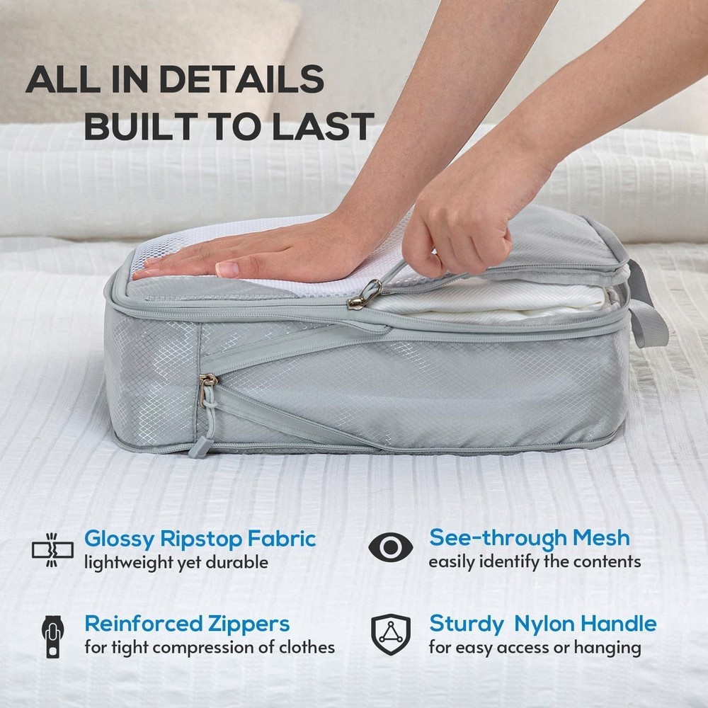Compression Packing Cubes, 7 Set Packing Cubes for Travel Compression, Lightw...