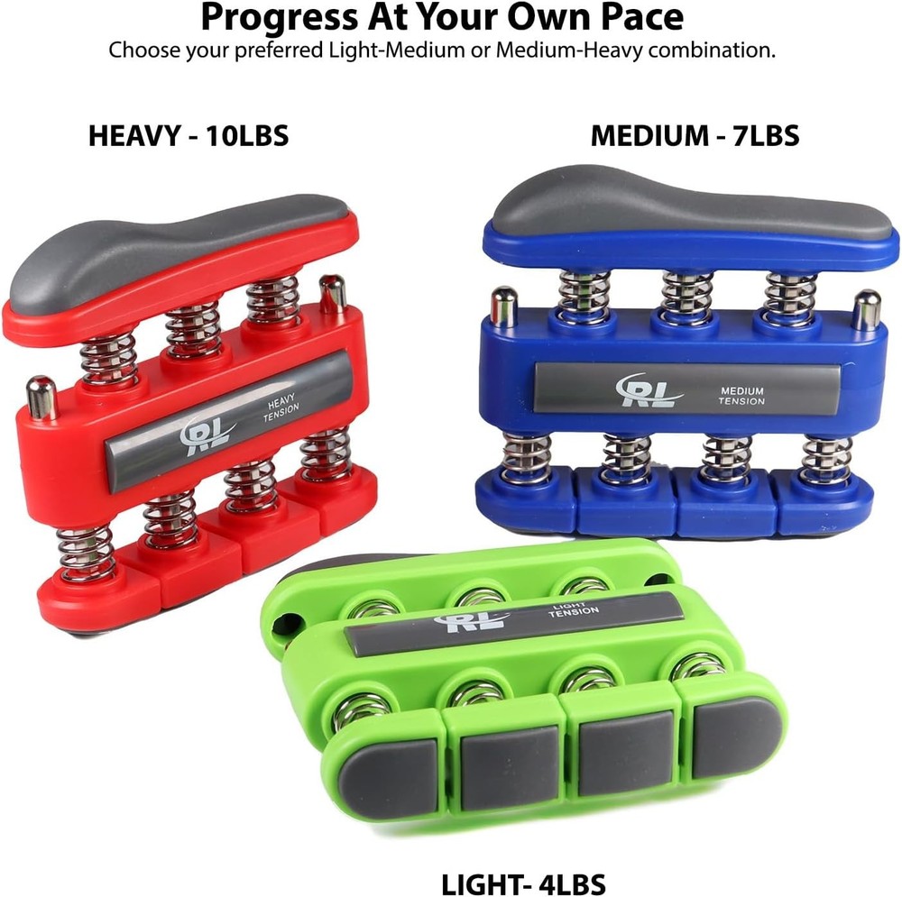 Finger Strengthener Grip, Exerciser & Hand Light & Medium