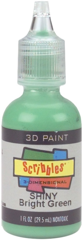 Scribbles 3D Fabric Paint 1oz-Shiny - Bright Green