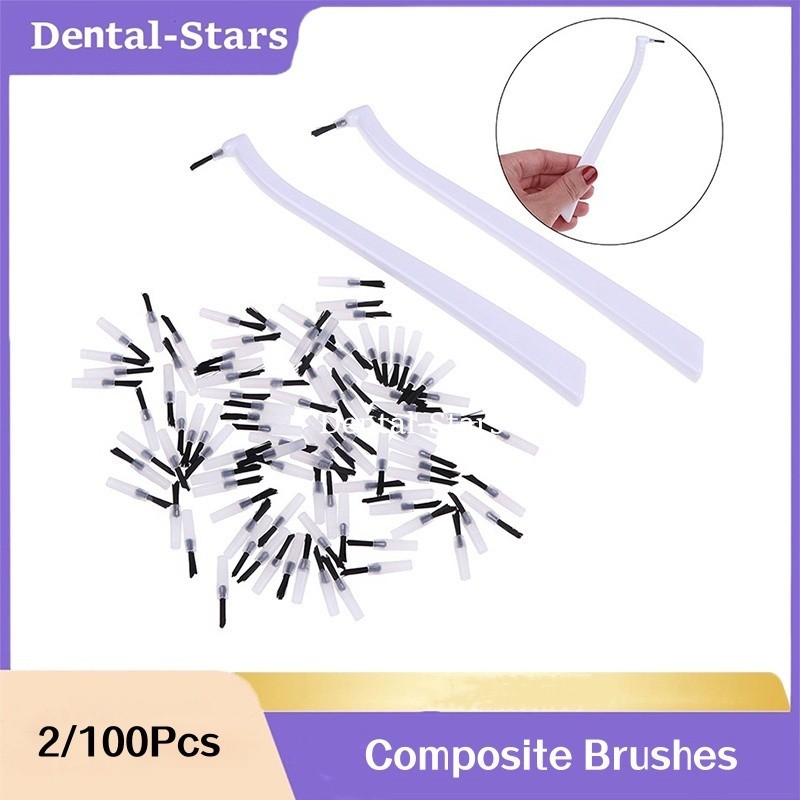 Dental Disposable Composite Brush Tips Applicator w Replaceable Brushes Handles