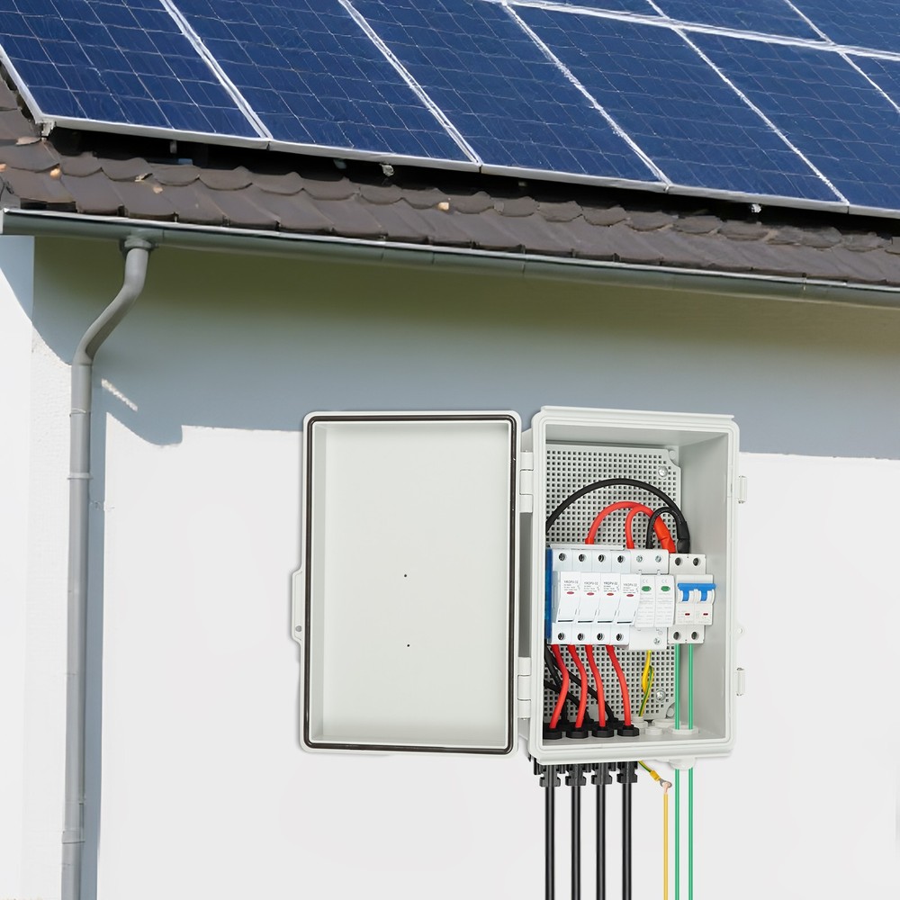 Solar Combiner Box PV Combiner 63A Circuit Breaker 4-String For Solar Panel Kit