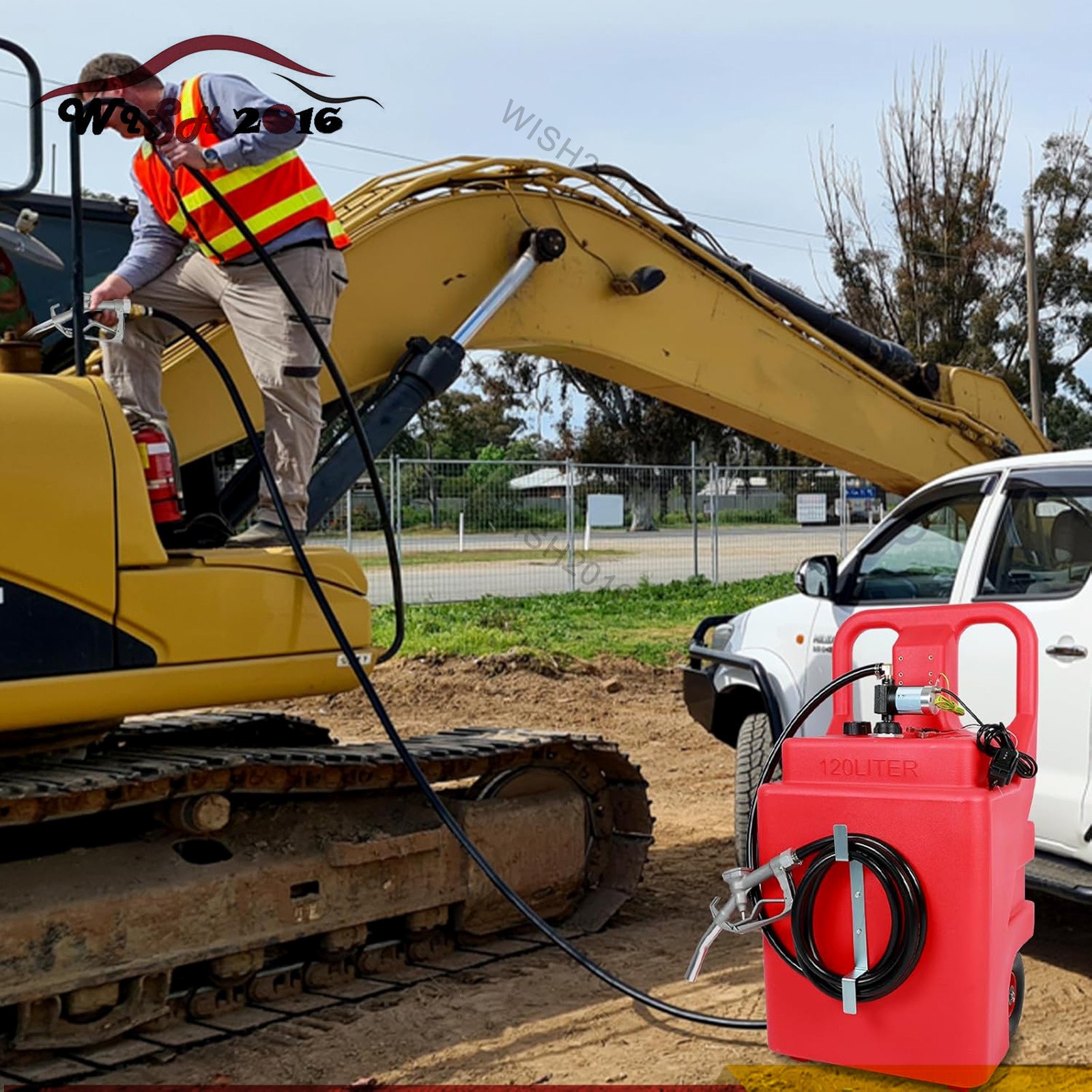 32 Gallon Portable Gasoline Diesel Fuel Tank 12V DC Electric Fuel Transfer Pump