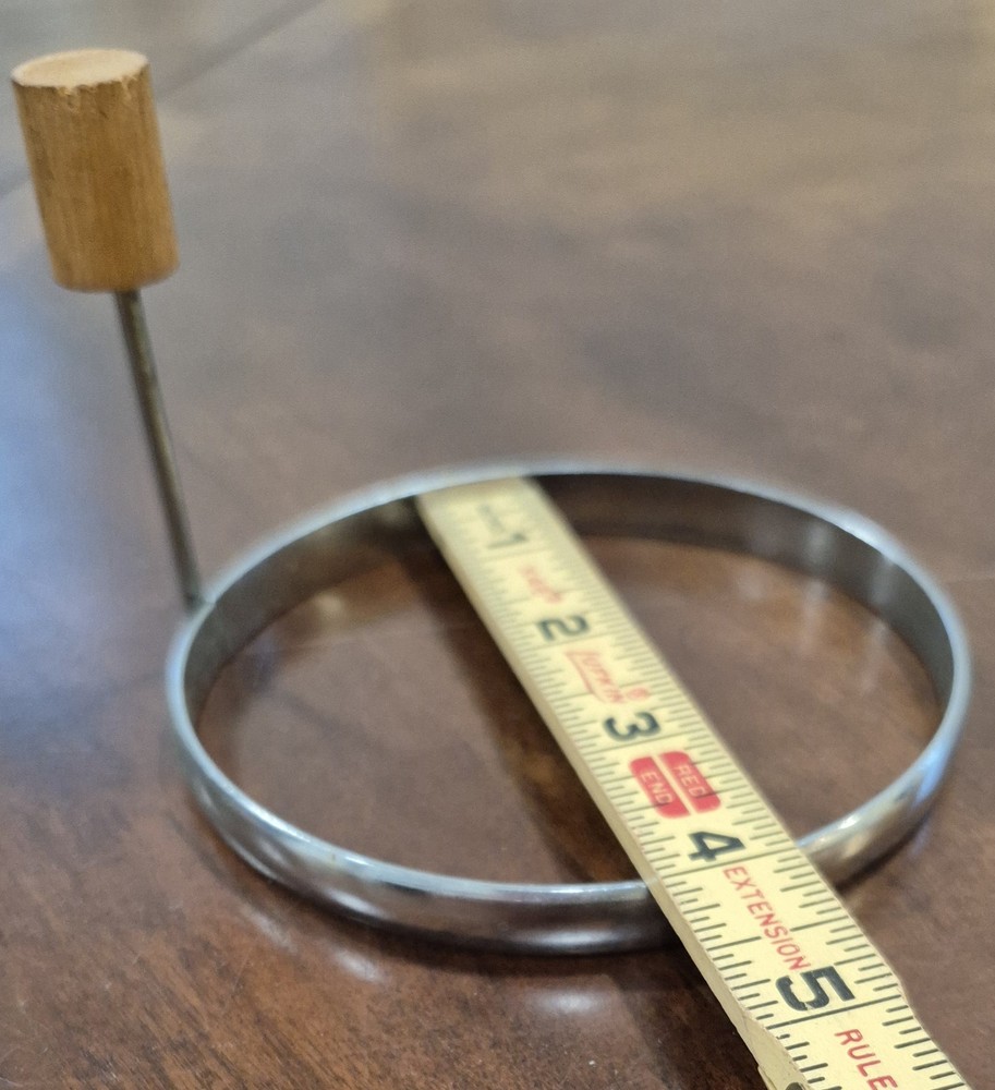 Vintage Large Egg/pancake Ring With Wood Handle 4" Diameter