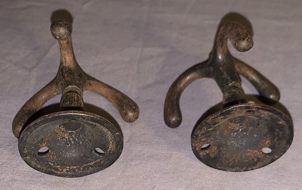 2 Antique 3 Hook Design Pivoting Ceiling Hooks
