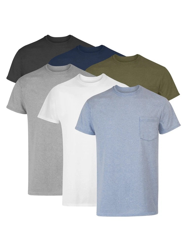 Hanes 6-Pack Pocket Tee Men's T-Shirt Soft and Breathable Assorted