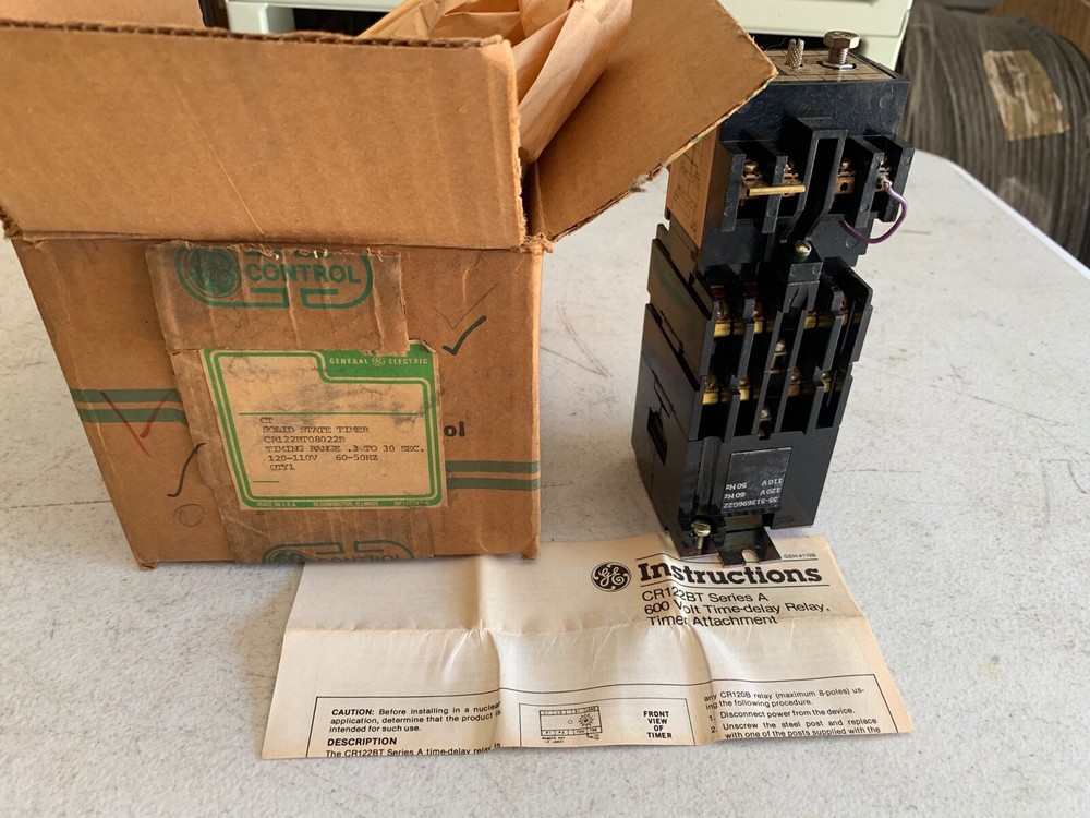 One (1) Genuine GE CR122BT08022B CT Solid State Timer .3-30 sec, NOS