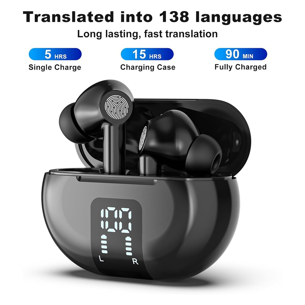 Bluetooth 5.3 Translator Earbuds 144 Language Two Way Instant Translation Device
