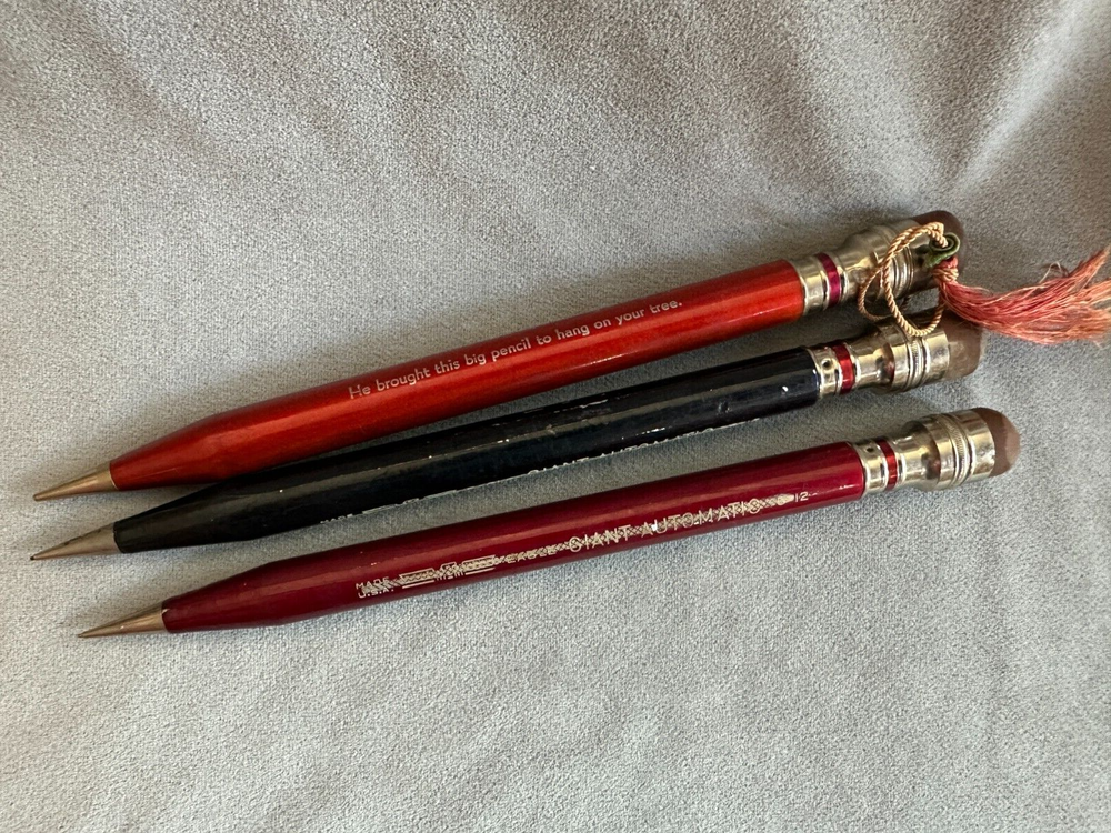 Three Vintage Large Mechanical Pencils