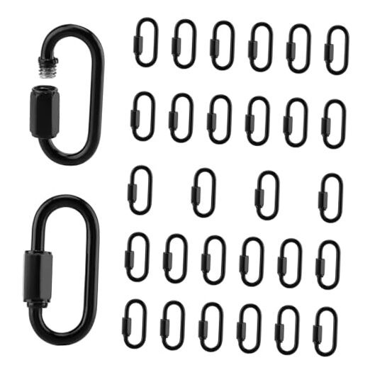30 PCS Black Quick Chain Link, M4 Quick Link Chain Connector D Shape Chain