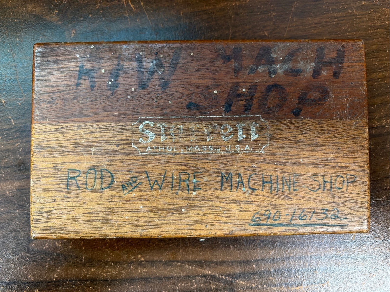 Vtg Starrett 823B Inside Micrometer 1-1/2"-12" w/ Wood Case Machinist Inspection