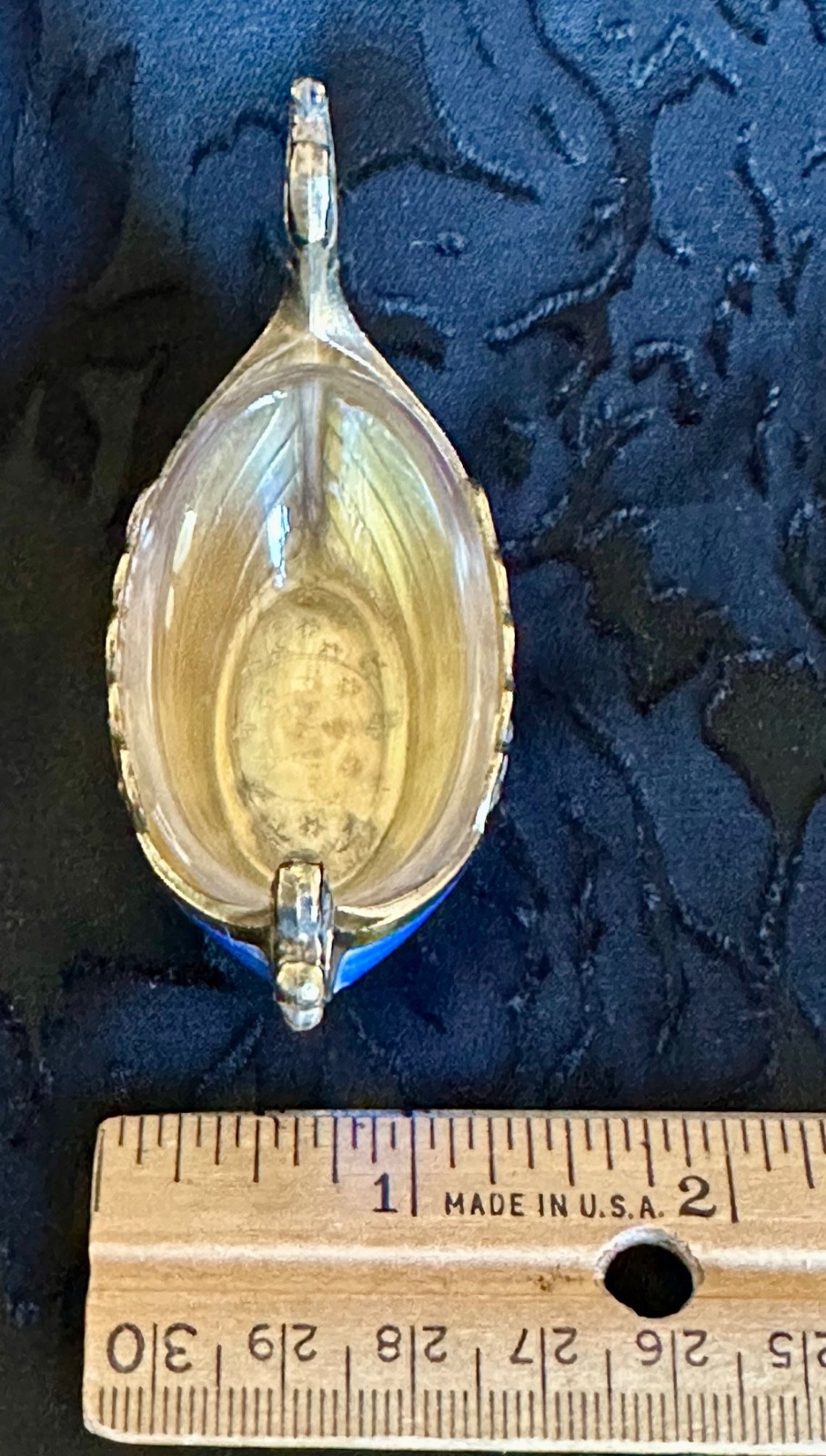 Theodore Olsen Norway Gilt Sterling Silver Blue Guilloche Viking Ship Salt