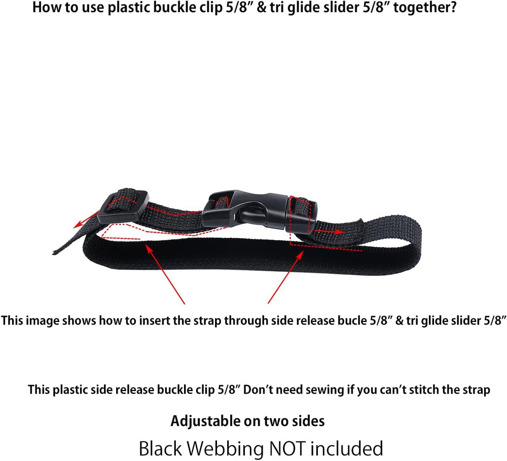 Heavy Duty Side Release Buckles with Plastic Tri Glide Slides