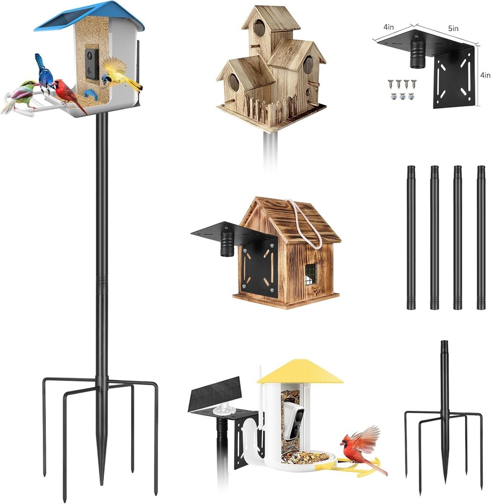 79In Smart Bird Feeder Pole Mount Kit,Adjustable House for Black