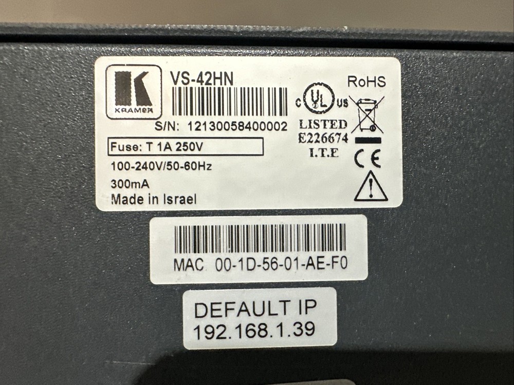 Kramer VS-42HN 4X2 HDMI Matrix Switcher