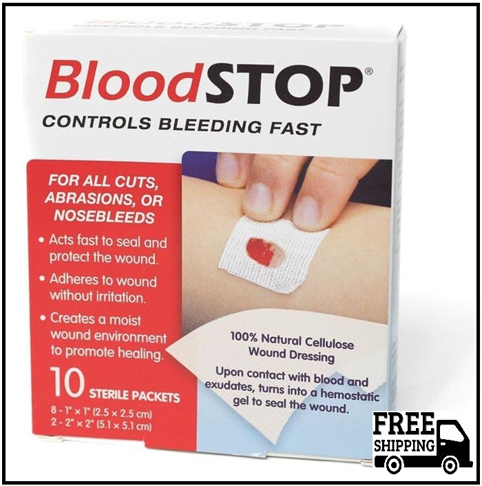 Bloodstop Hemostatic Dressing Controls Bleeding Fast10 Count