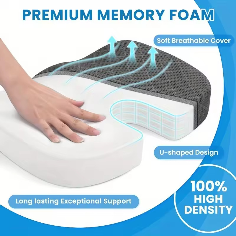Memory Foam Seat Cushion Office Chair Car Seat Pad Coccyx Tailbone Pain Relief