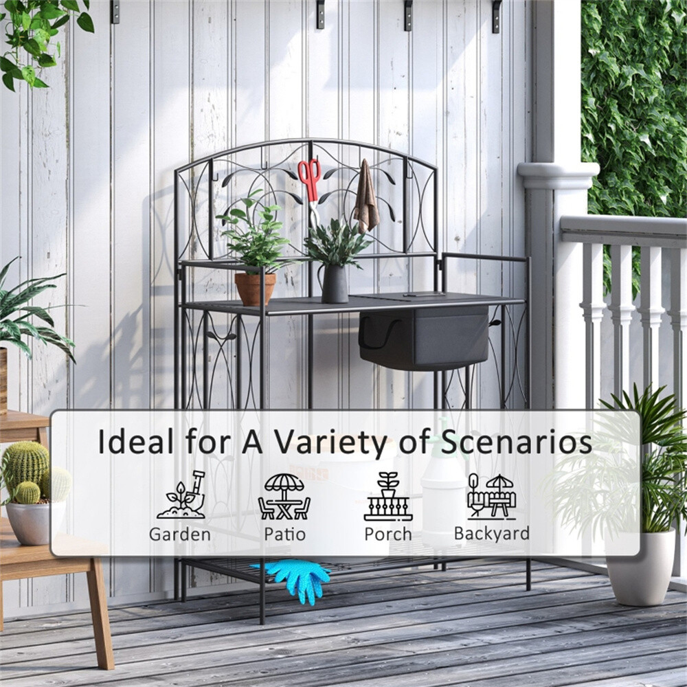 Garden Work Bench Open Shelf Storage Potting Table