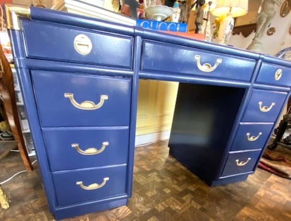 Vintage Custom Lacquered Campaign Partners Desk Drexel