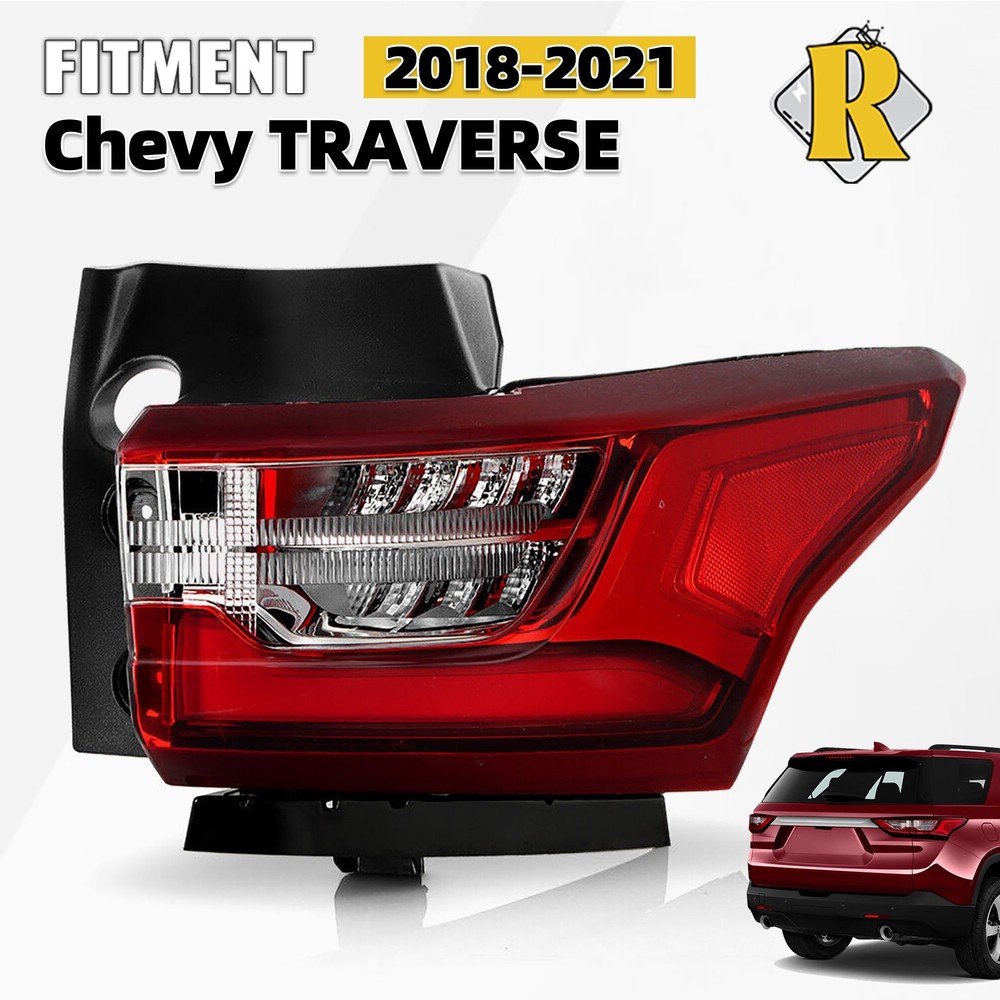 LED Tail Light For 2018-2021 Chevy Traverse Red/Clear Outer Right Passenger Side