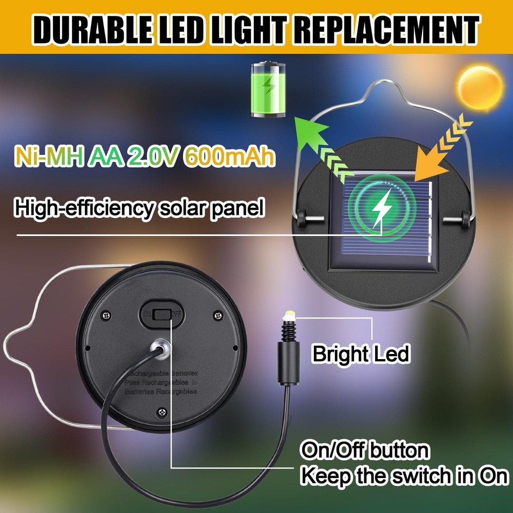 Kingdder 6 Pack Solar Light Replacement Top Parts ( 3 Inch) Small Replacement...