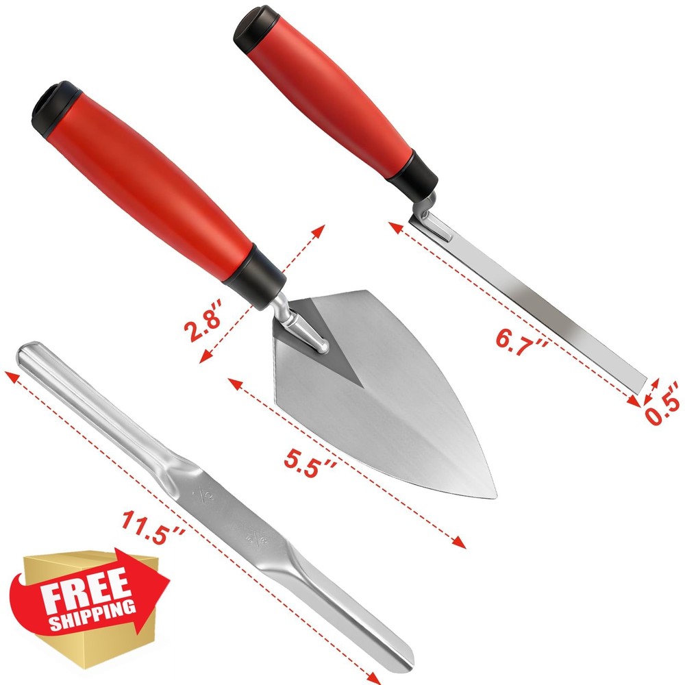 Masonry Hand Tool Set: Trowel, Margin, Tuck Point