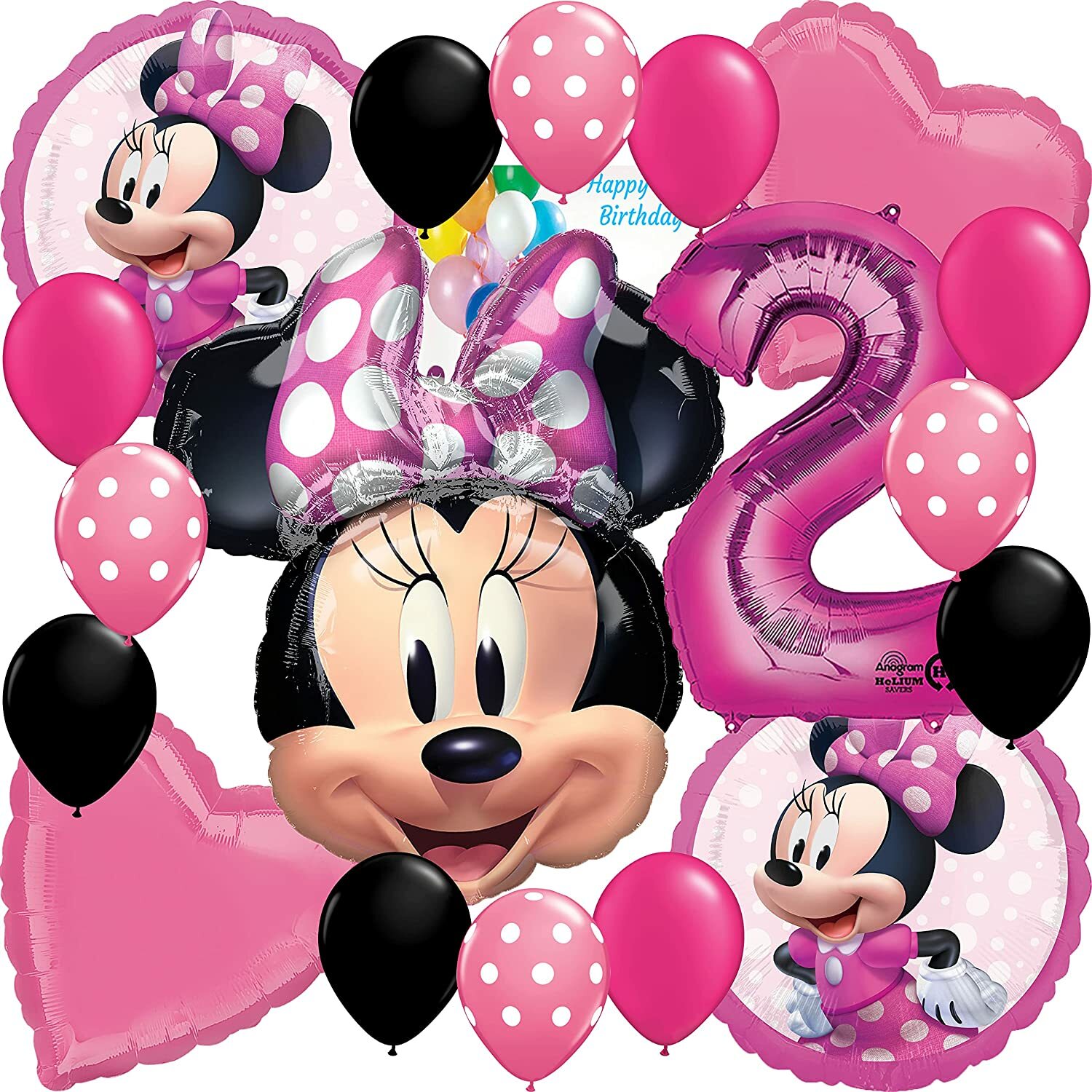 Disney Minnie Mouse Party Supplies Licensed Balloon Bouquet Bundle 2nd Birthday