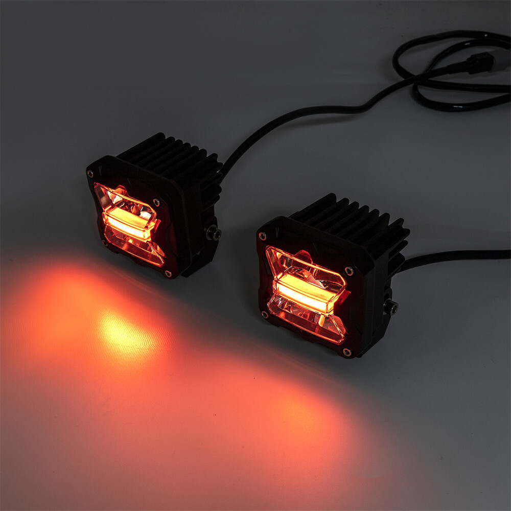 3"Inch LED Cube Pods Work Light Spot Amber White Strobe Driving Fog Lamp UTV ATV